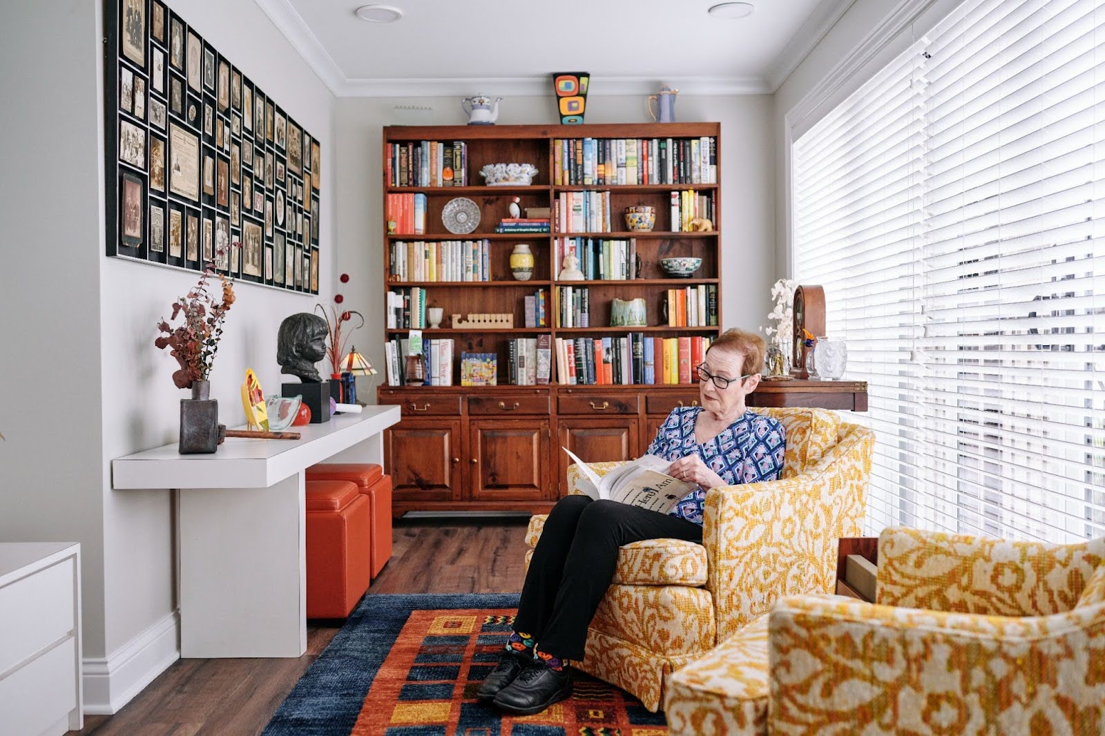 Senior lady reading a newspaper