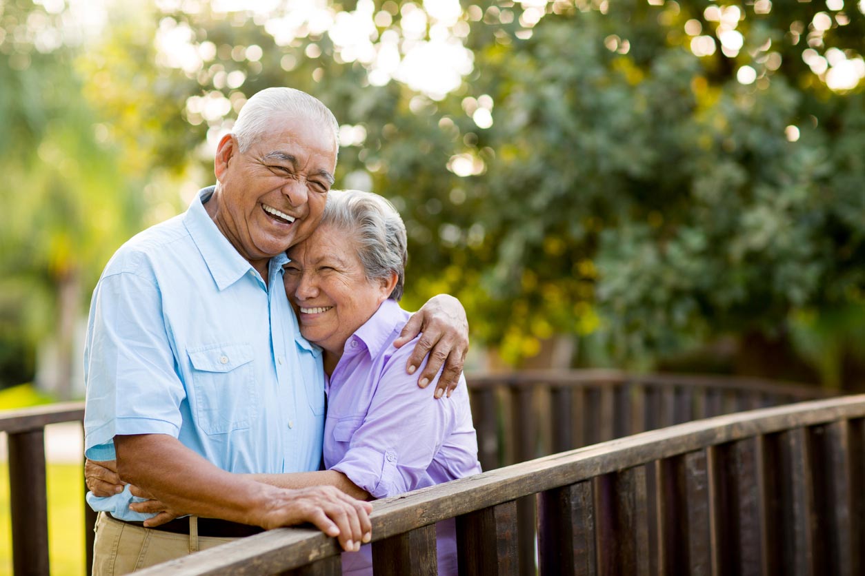 residents sharing a hug