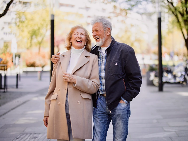 Seniors walking in the city